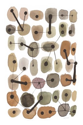 Framed Mid Century II Warm Neutral Vertical Print