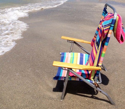 Framed Colorful Beach Chair Print