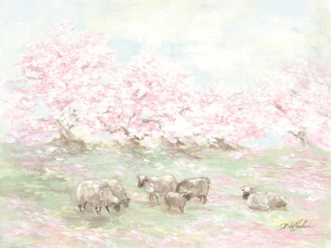 Framed Sheep in Spring Print