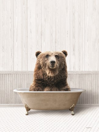 Framed Bath Time Bear Print