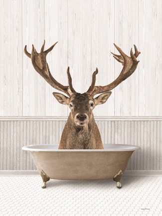 Framed Bath Time Deer Print