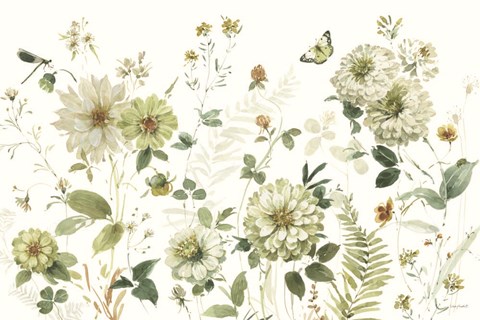 Framed Green Fields I Print