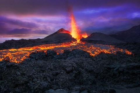 Framed Fire at Blue Hour! Print