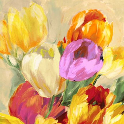 Framed Colorful Tulips I Print