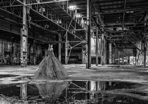 Framed Unconventional Womenscape #8, The Factory (BW) Print