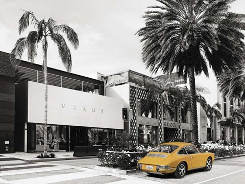 Framed Rodeo Drive, Beverly Hills, California (BW) Print