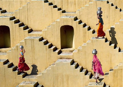 Framed Stepwell in Jaipur, India Print