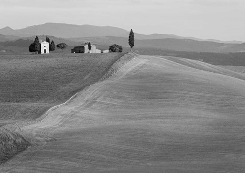 Framed Val d&#39;Orcia, Siena, Tuscany (BW) Print