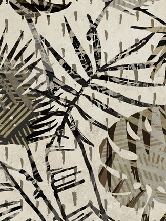 Framed Grey Palms Panel II Print