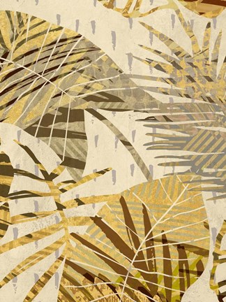 Framed Golden Palms Panel I Print