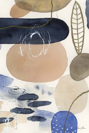 Framed Leaves and Stones IV Print