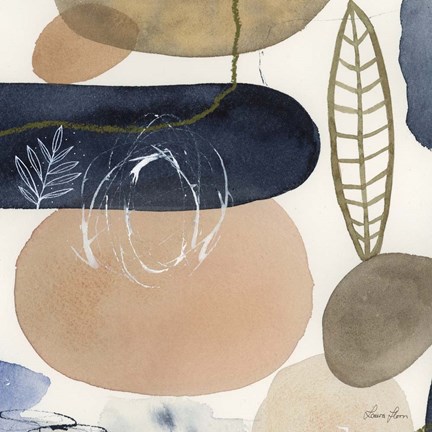 Framed Leaves and Stones III Print