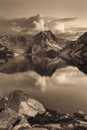 Framed Sawtooth Lake Sepia Print