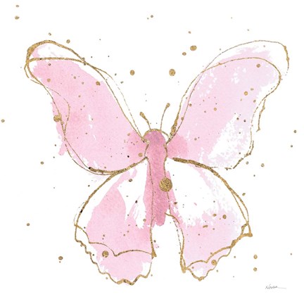 Framed Pink Gilded Butterflies II Print