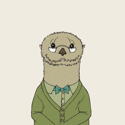 Framed Otter on Cream Print