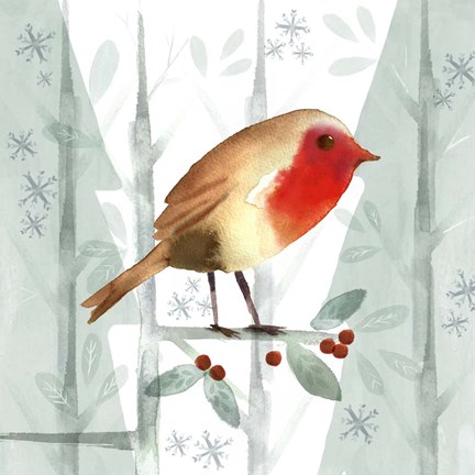 Framed Christmas Hinterland III-Robin Print