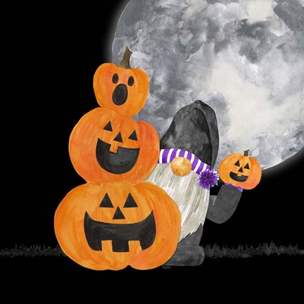 Framed Gnomes of Halloween V-Pumpkins Print