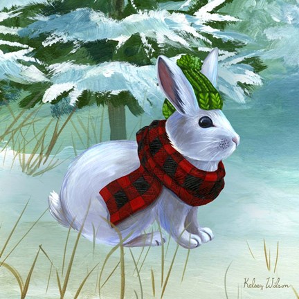 Framed Winterscape III-Rabbit Print