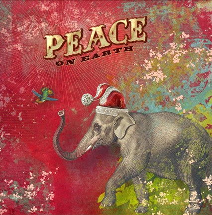 Framed Colorful Christmas I-Elephant Peace Print