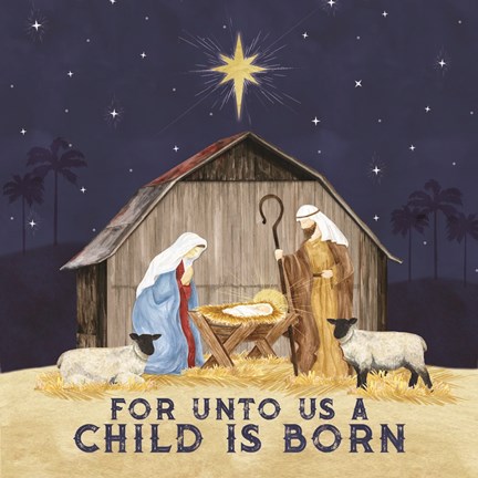 Framed Come Let Us Adore Him V-Unto Us Print