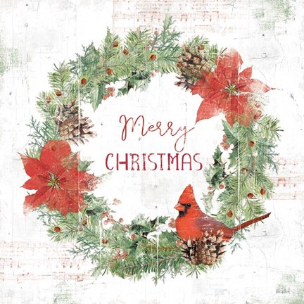 Framed Wooded Holiday V Christmas Print