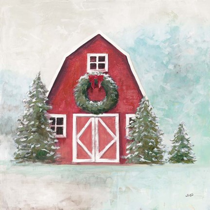 Framed December Barn Blue Sky Print