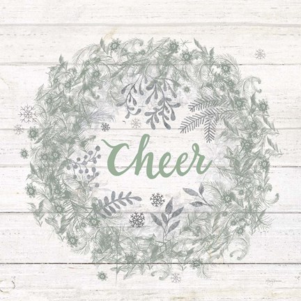 Framed Frosty Cheer Sage Silver Print