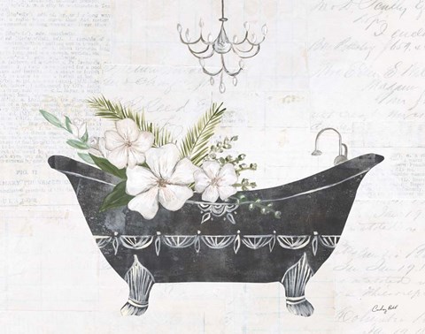 Framed Floral Bath I Print