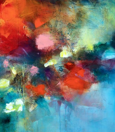 Framed Behind The Flowers Print