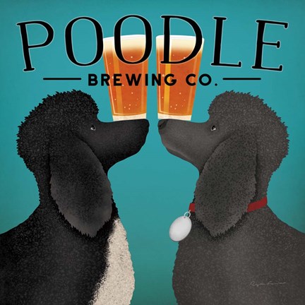 Framed Double Poodle Brewing Print