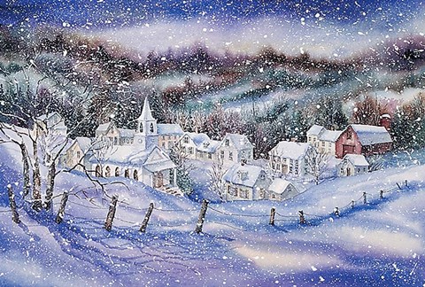 Framed Winter Village Print