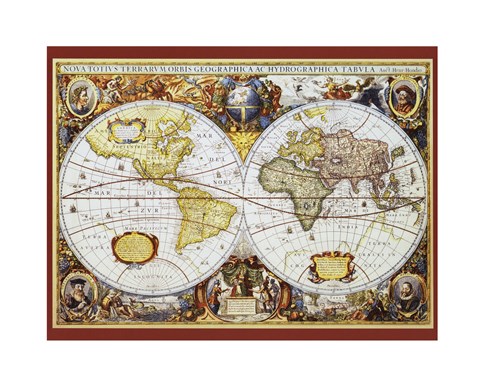 Framed Map of the World III Print