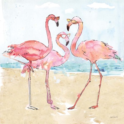 Framed Flamingo Fever Beach Print