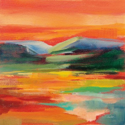 Framed Flower Hill Sunset II Print