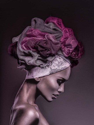 Framed Woman in Thought, Magenta Print