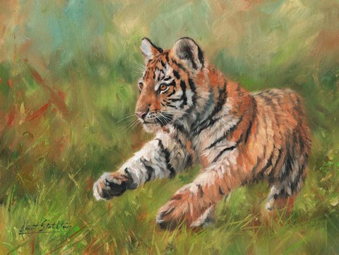 Framed Tiger Cub Running Print