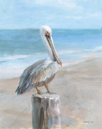 Framed Pelican by the Sea Print