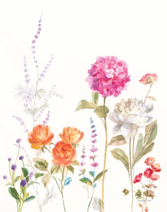 Framed Picket Fence Flowers II Print