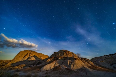 Framed Moonrise Over Dinosaur Provincial Park, Alberta, Canada Print
