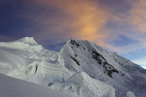 Framed Sunset on Quitaraju Mountain in the Cordillera Blanca in the Andes Of Peru Print