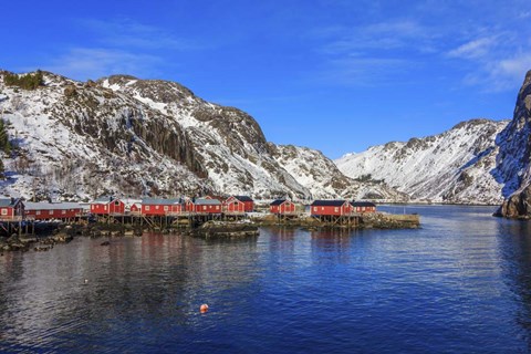 Framed Fishing Village, Norway Print