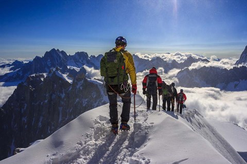 Framed Mountain Climbers Descending Print