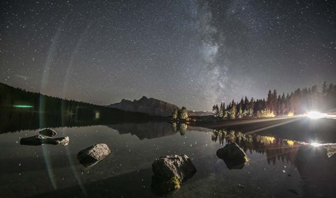 Framed Milky Way Over Two Jack Lake Print