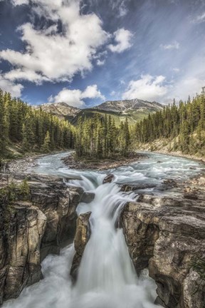 Framed Sunwapta Falls, Jasper National Park, Alberta, Canada Print