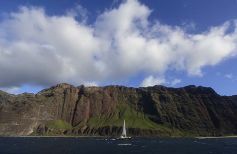 Framed Sailboat Along the Na Pali Coast, Kauai Print