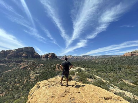 Framed Male Hiker on Soldier&#39;s Pass Trail, Sedona, Arizona Print