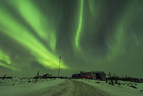 Framed Aurora and Cassiopeia Over the Churchill Northern Studies Centre Print