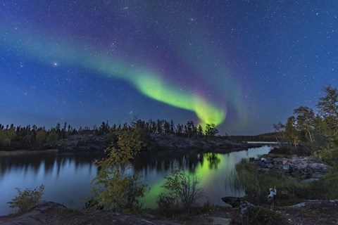 Framed Aurora in Twilight at Tibbitt Lake, Yellowknife Print