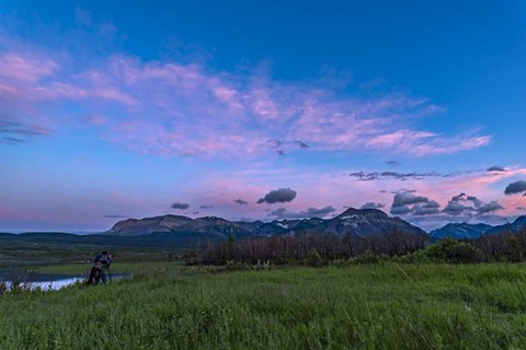 Framed Photographer in the Evening Twilight at Waterton Lakes National Park Print