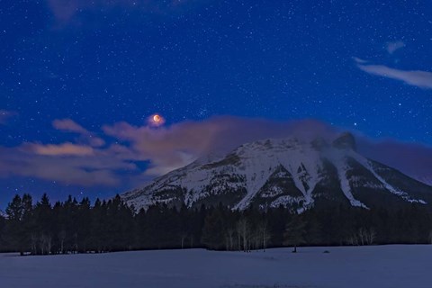 Framed Total Eclipse of the Moon Over the Canadian Rocky Mountains in Alberta Print